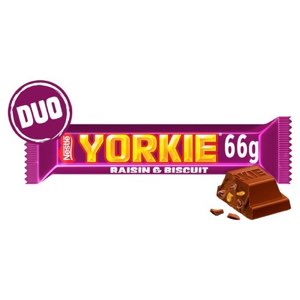 Yorkie Raisin & Biscuit Chocolate Duo Bar 66g
