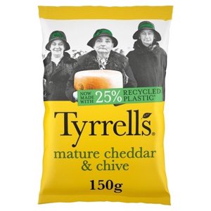 Tyrrells Mature Cheddar & Chive Crisps 150g