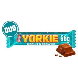Yorkie Duo Biscuit & Brownie Flavour Milk Chocolate Bar 66g