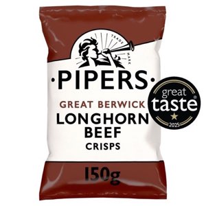 Pipers Great Berwick Longhorn Beef Crisps Sharing Bag 150g
