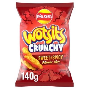 Walkers Wotsits Crunchy Flamin' Hot Snacks Crisps PMP 1.35 60g