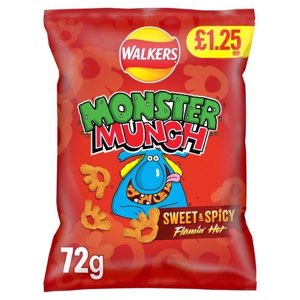 Walkers Monster Munch Sweet & Spicy PMP 1.35 Sharing Snacks 72g