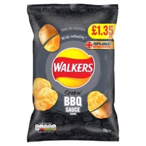 Walkers BBQ Sauce Sharing Bag Crisps PMP 1.35 70g