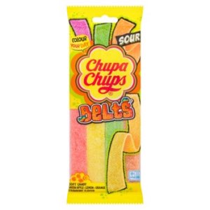 Chupa Chups Green Apple Lemon Orange Strawberry Flavour Soft Candy Belts 90g