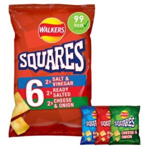 Walkers Squares Variety Multipack Snacks 6x22g