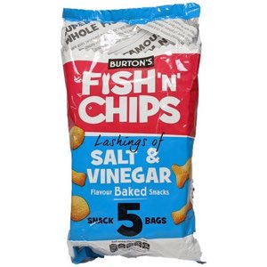 Burton's Fish 'N' Chips Salt & Vinegar Baked Snacks PMP 1.00 110g