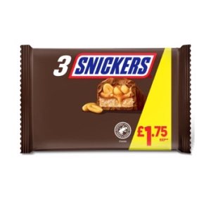 Snickers Peanut Multipack Chocolate Bars PMP 1.75 3x40g