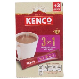 Kenco 8x12.6g 3 in 1 Sachets Smooth White With Sugars